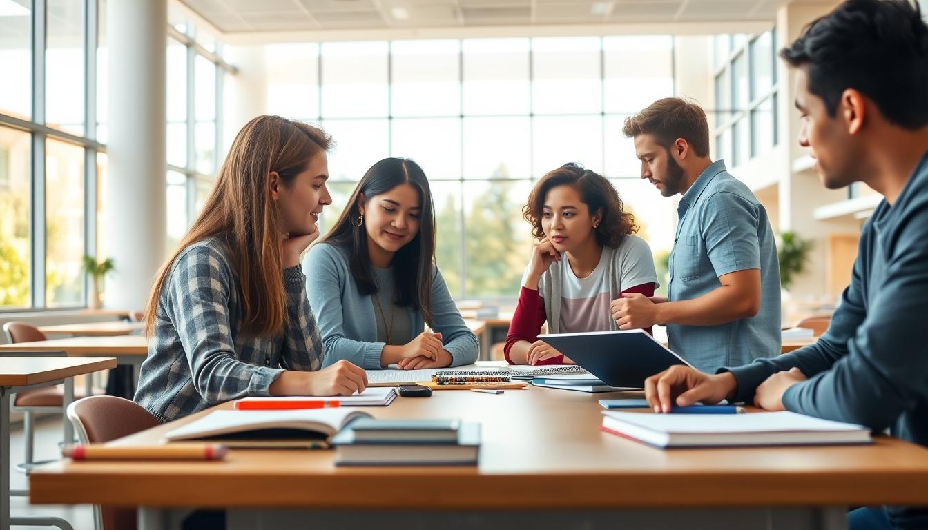 Student using learning strategies while studying